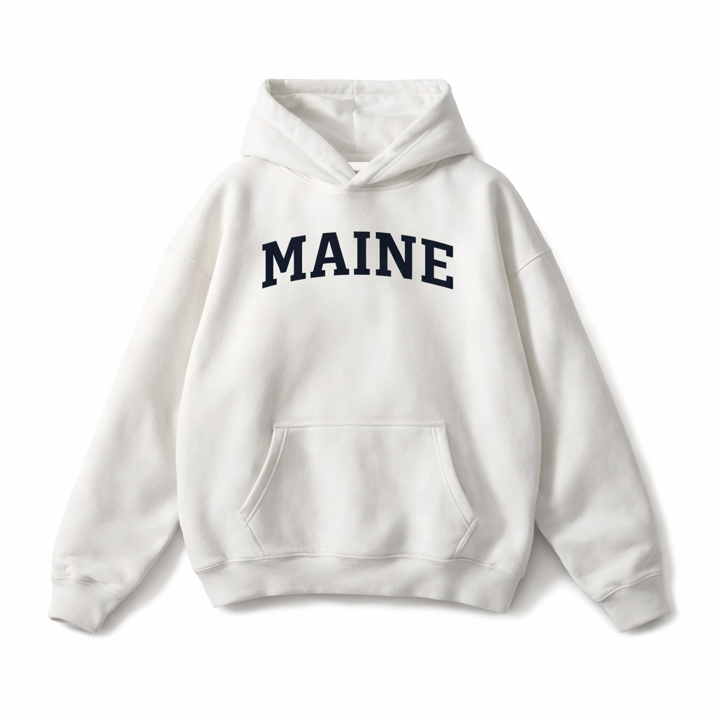 Collection 1 Maine Oversize Fleeced Hoodie - White front