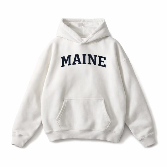 Collection 1 Maine Oversize Fleeced Hoodie - White front