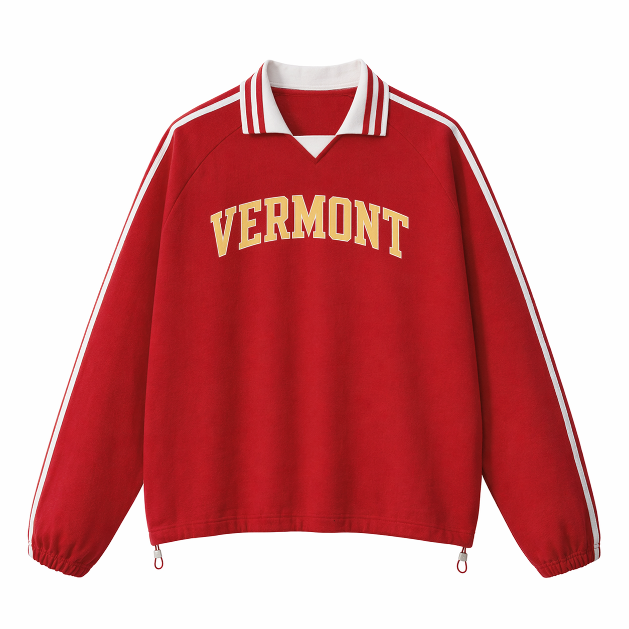 Collection 1 Vermont Contrast Striped Lapel Collar Sweatshirt - Red front