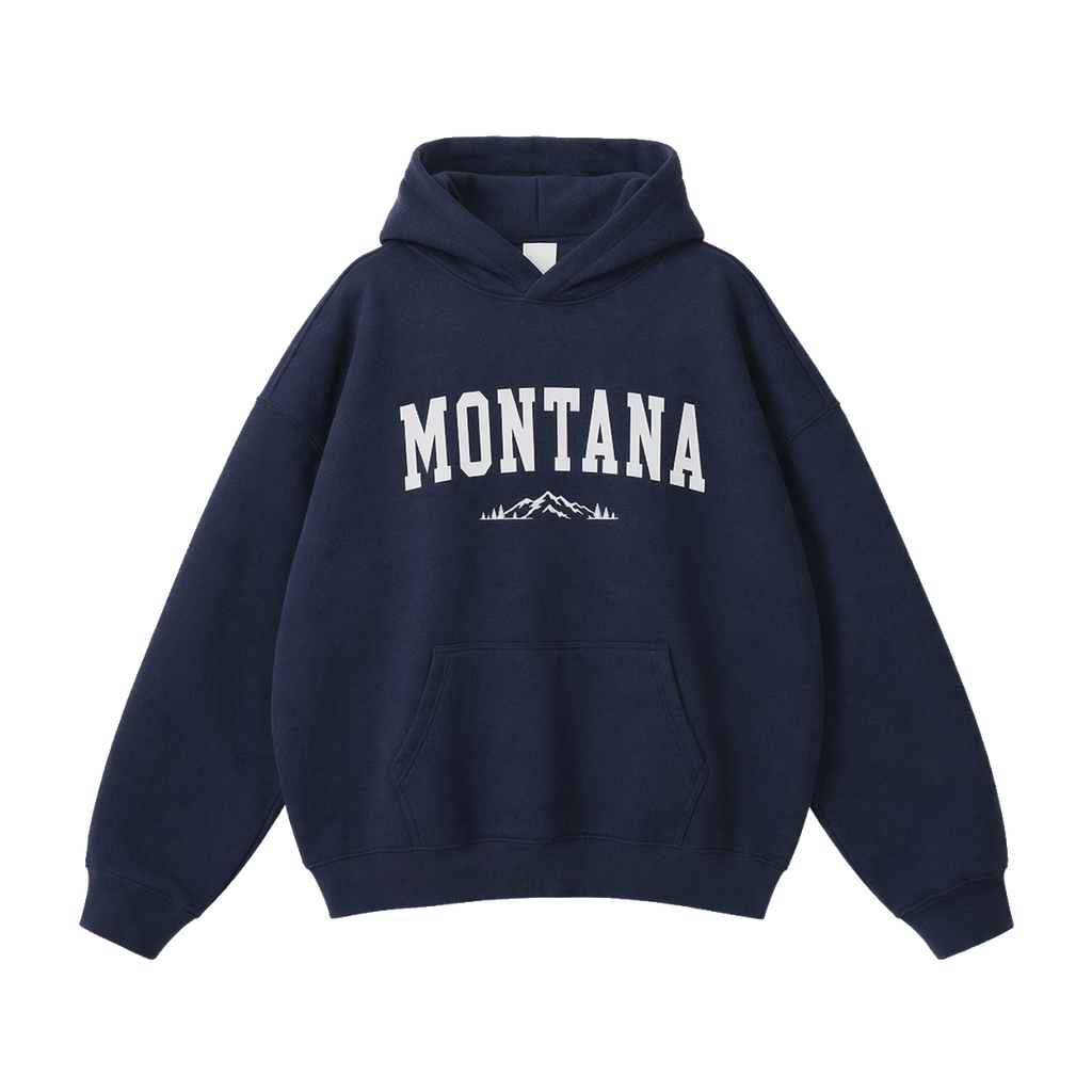 Collection 9 Montana Oversize Fleeced Hoodie - Navy Blue front