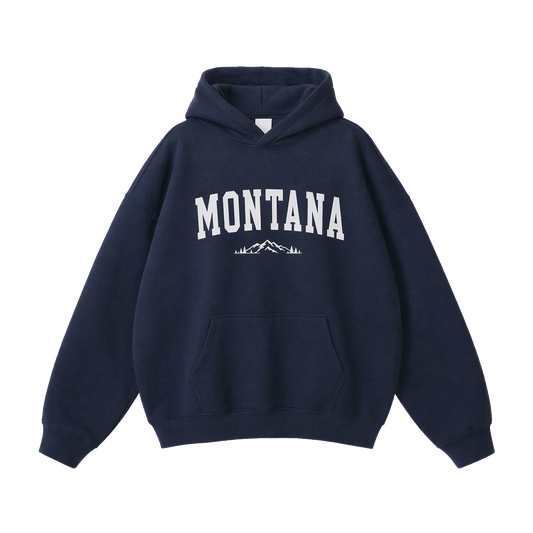 Collection 9 Montana Oversize Fleeced Hoodie - Navy Blue front