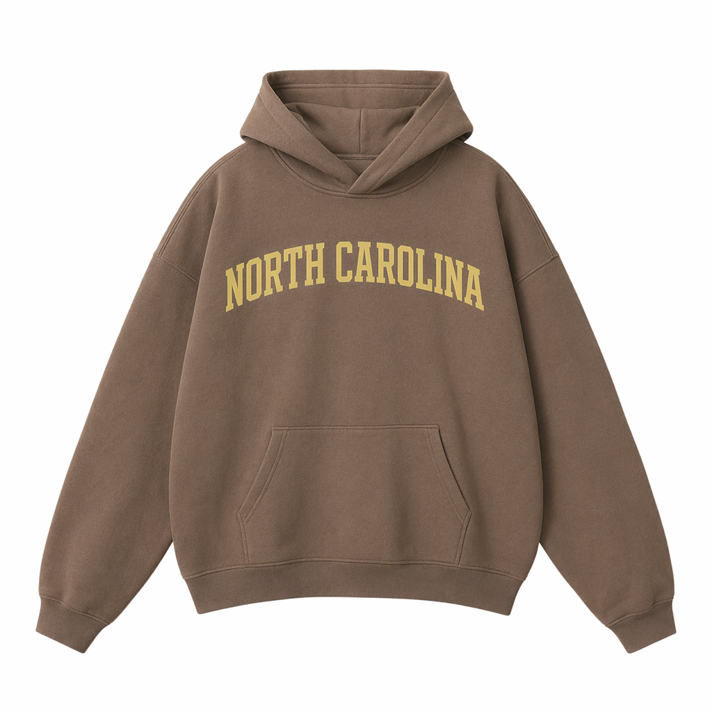 Collection 1 North Carolina Oversize Fleeced Hoodie - Brown front