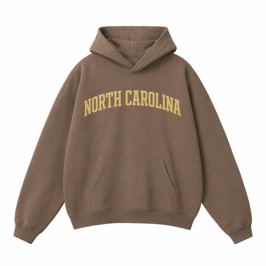 Collection 1 North Carolina Oversize Fleeced Hoodie - Brown front