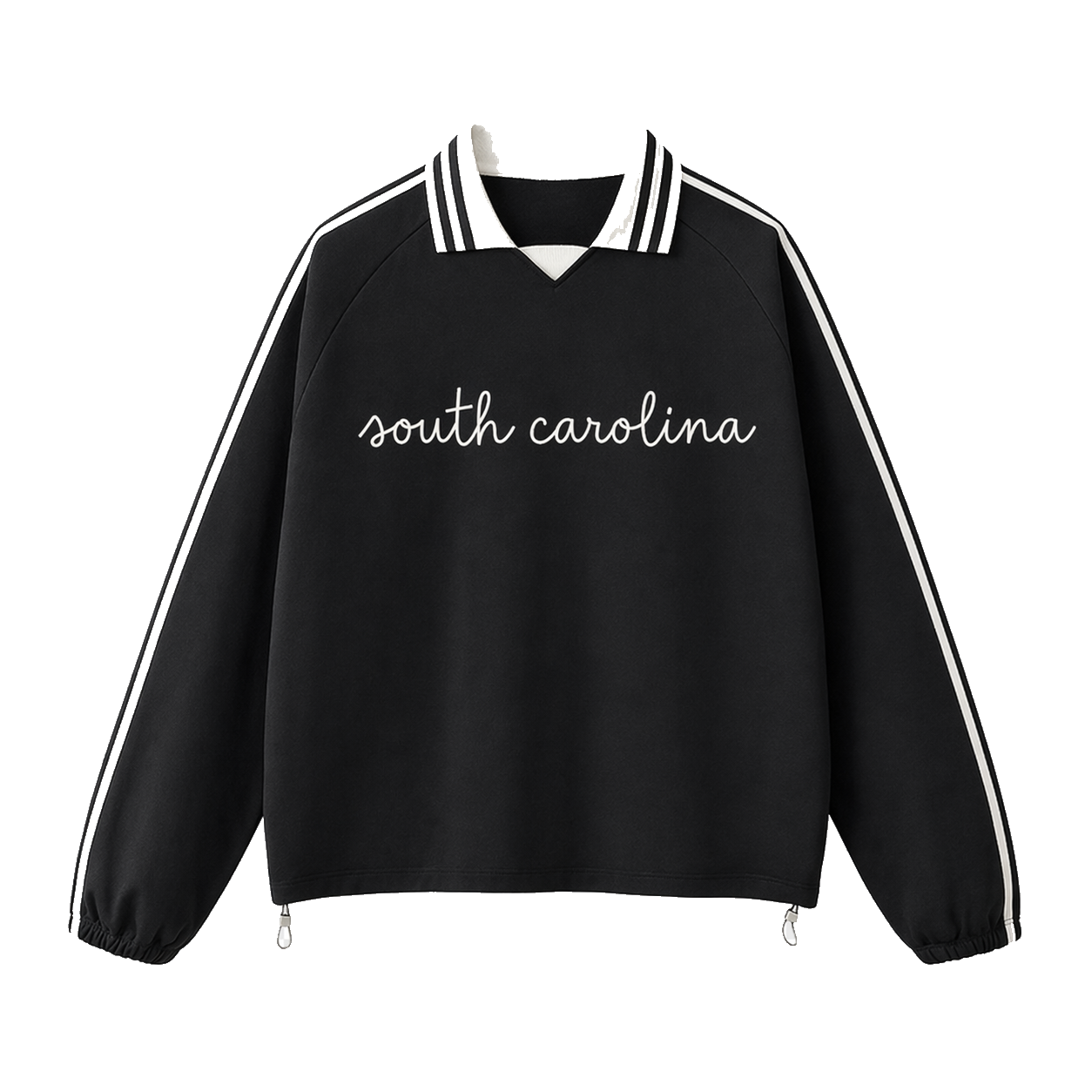 Collection 3 South Carolina Contrast Striped Lapel Collar Sweatshirt - Black front