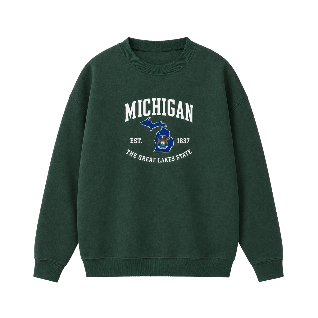 Collection 8 Michigan Essential Heavyweight Crewneck Sweatshirt - Dark Green front