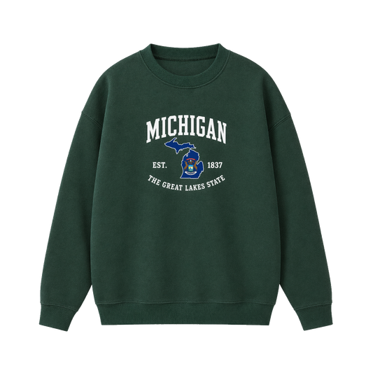 Collection 8 Michigan Essential Heavyweight Crewneck Sweatshirt - Dark Green front