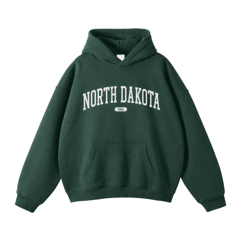 Collection 4 North Dakota Oversize Fleeced Hoodie - Eden Green front