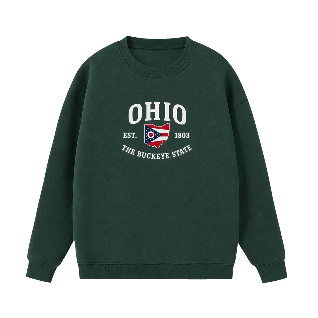 Collection 8 Ohio Essential Heavyweight Crewneck Sweatshirt - Dark Green front
