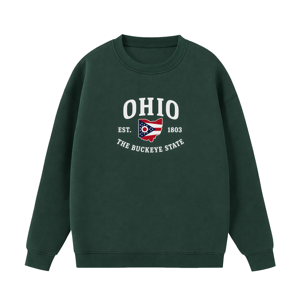 Collection 8 Ohio Essential Heavyweight Crewneck Sweatshirt - Dark Green front