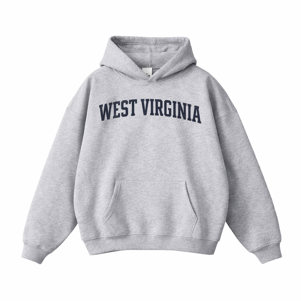 Collection 1 West Virginia Oversize Fleeced Hoodie - Flower Gray front