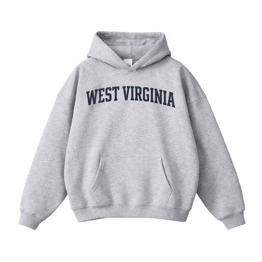 Collection 1 West Virginia Oversize Fleeced Hoodie - Flower Gray front