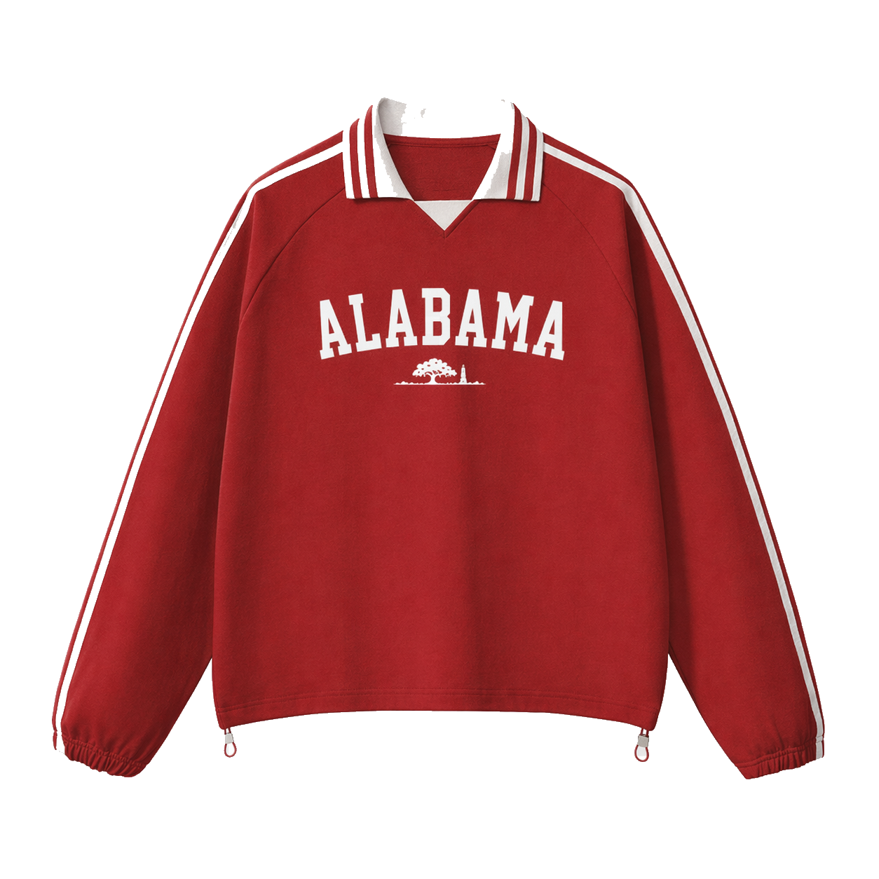 Collection 9 Alabama Contrast Striped Lapel Collar Sweatshirt - Red front