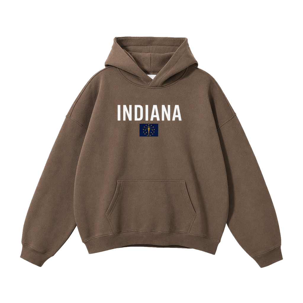 Collection 7 Indiana Oversize Fleeced Hoodie - Brown front