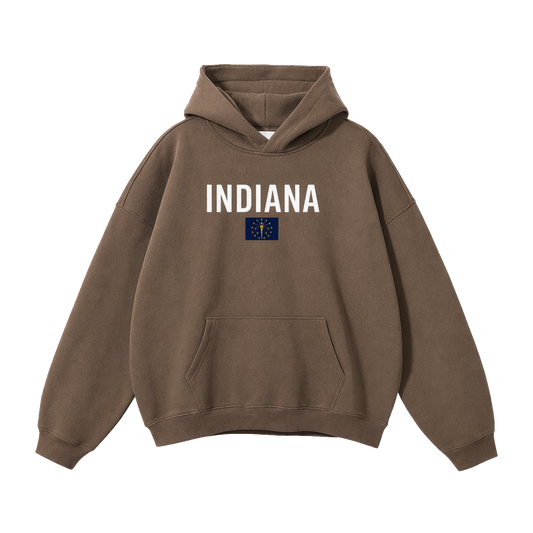 Collection 7 Indiana Oversize Fleeced Hoodie - Brown front