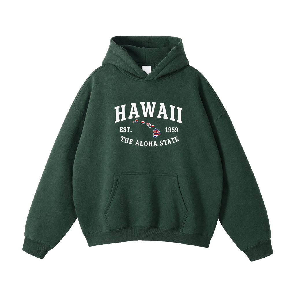 Collection 8 Hawaii Oversize Fleeced Hoodie - Eden Green front