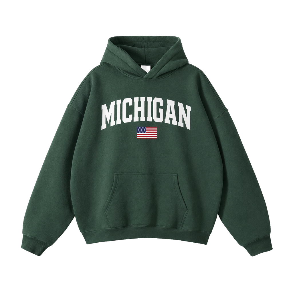 Collection 2 Michigan Oversize Fleeced Hoodie - Eden Green front