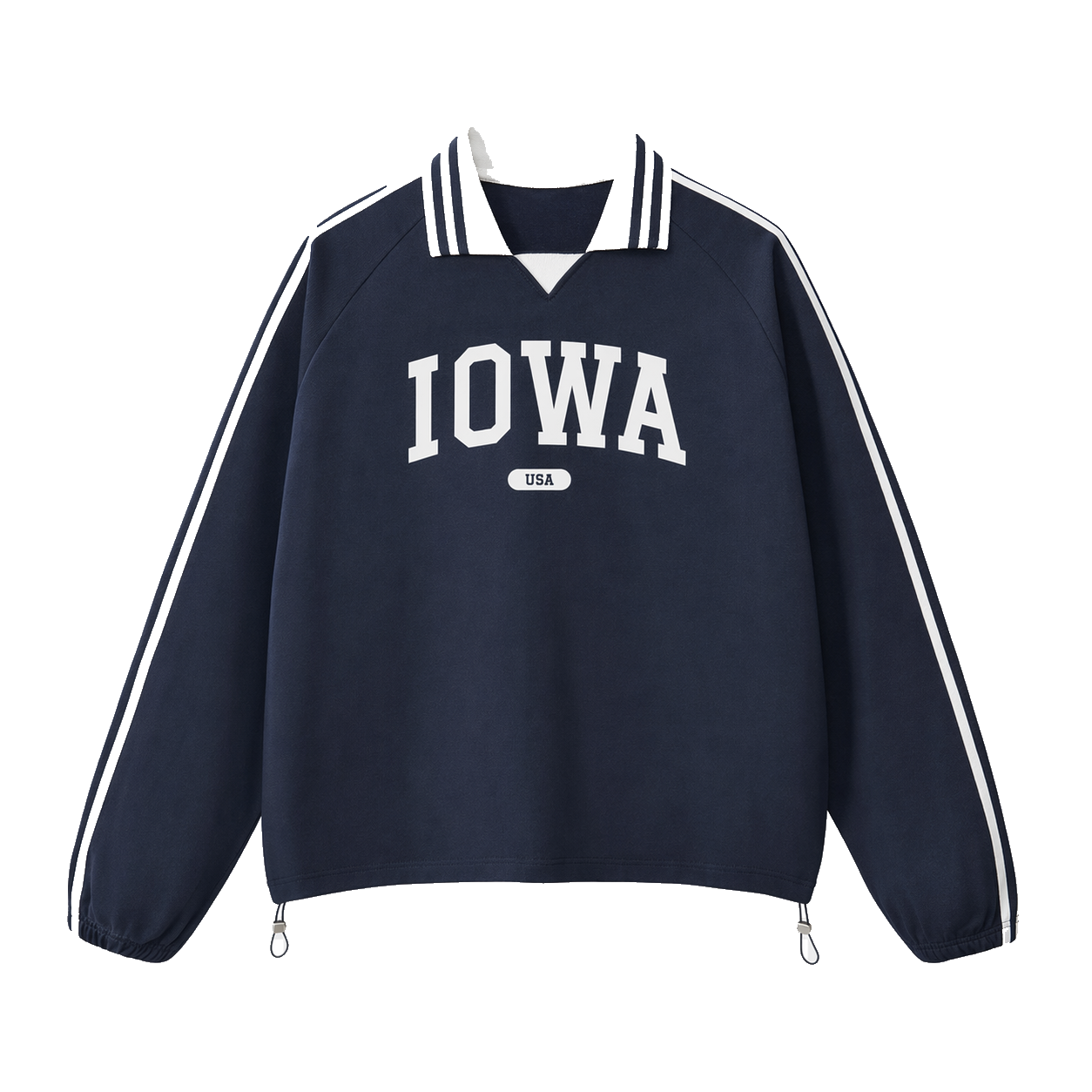 Collection 4 Iowa Contrast Striped Lapel Collar Sweatshirt - Royal Blue front