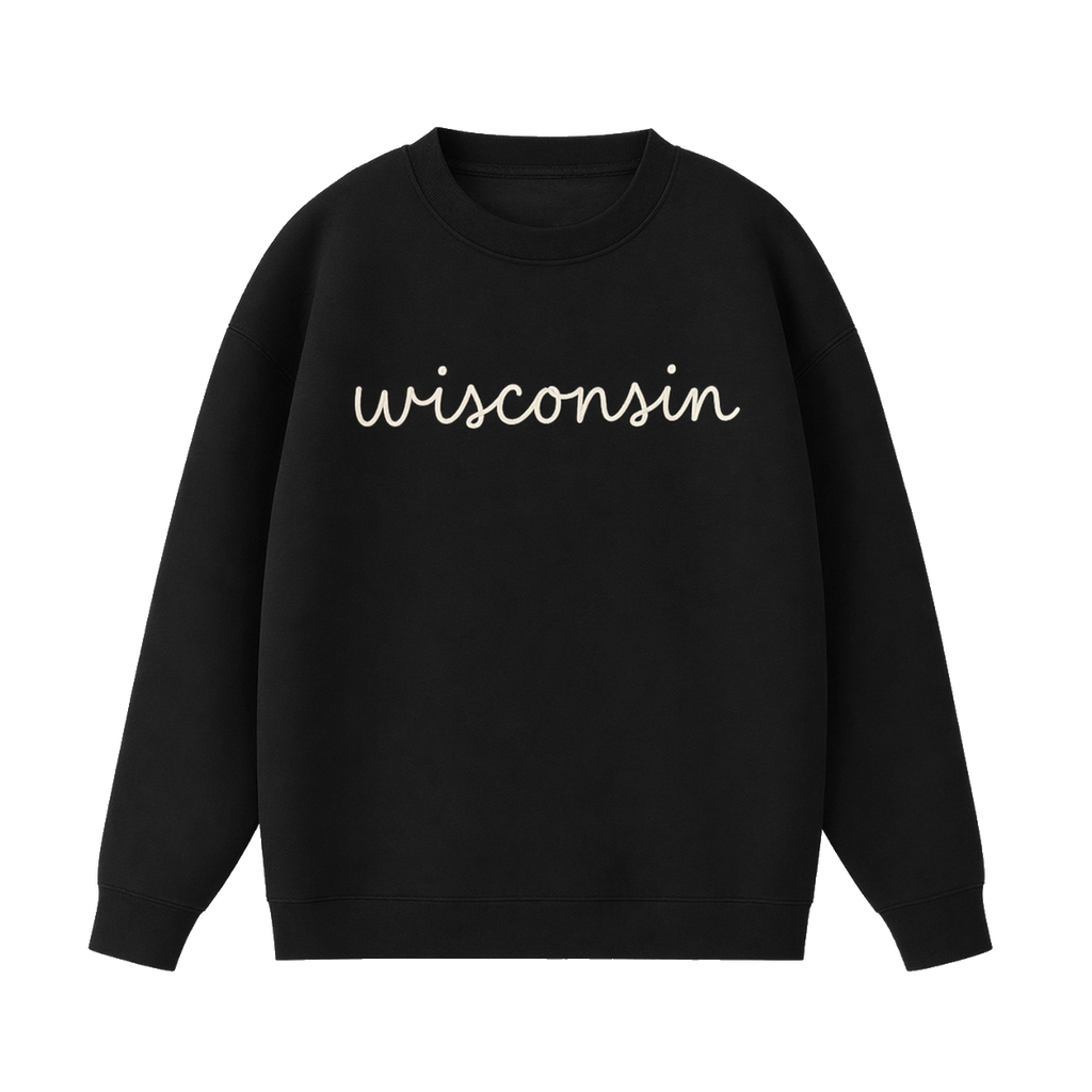 Collection 3 Wisconsin Essential Heavyweight Crewneck Sweatshirt - Black front