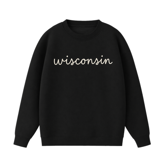 Collection 3 Wisconsin Essential Heavyweight Crewneck Sweatshirt - Black front