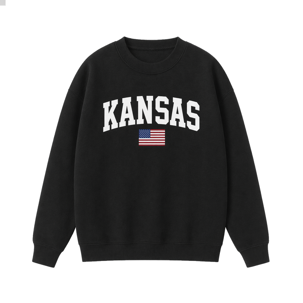Collection 2 Kansas Essential Heavyweight Crewneck Sweatshirt - Black front