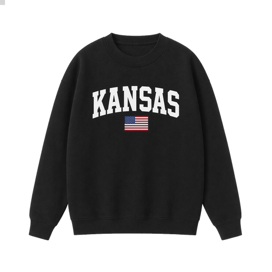 Collection 2 Kansas Essential Heavyweight Crewneck Sweatshirt - Black front