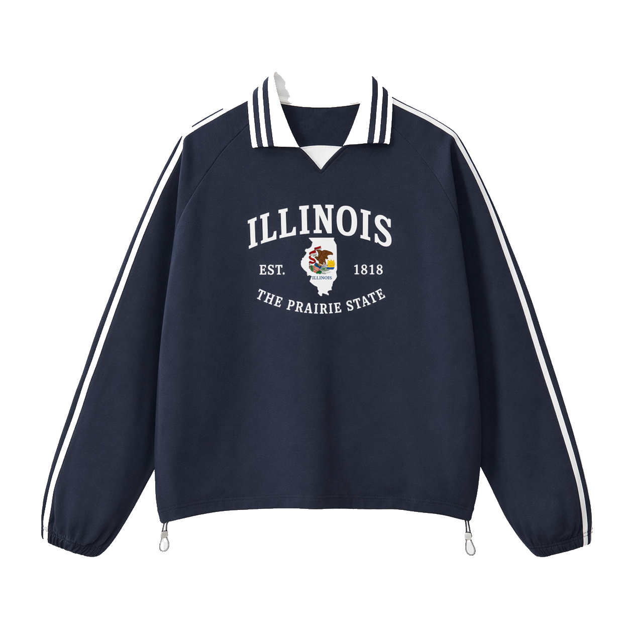 Collection 8 Illinois Contrast Striped Lapel Collar Sweatshirt - Royal Blue front