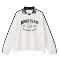 Collection 8 Rhode Island Contrast Striped Lapel Collar Sweatshirt - White front