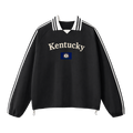 Collection 6 Kentucky Contrast Striped Lapel Collar Sweatshirt - Black front