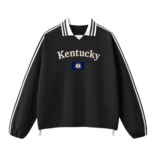 Collection 6 Kentucky Contrast Striped Lapel Collar Sweatshirt - Black front