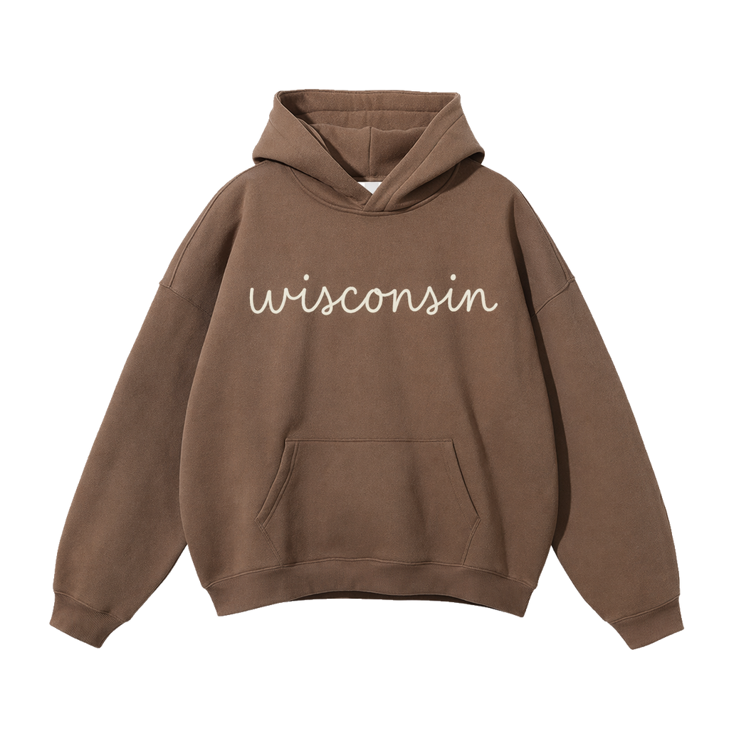 Collection 3 Wisconsin Oversize Fleeced Hoodie - Brown front