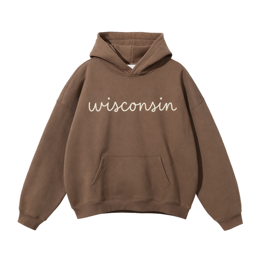 Collection 3 Wisconsin Oversize Fleeced Hoodie - Brown front