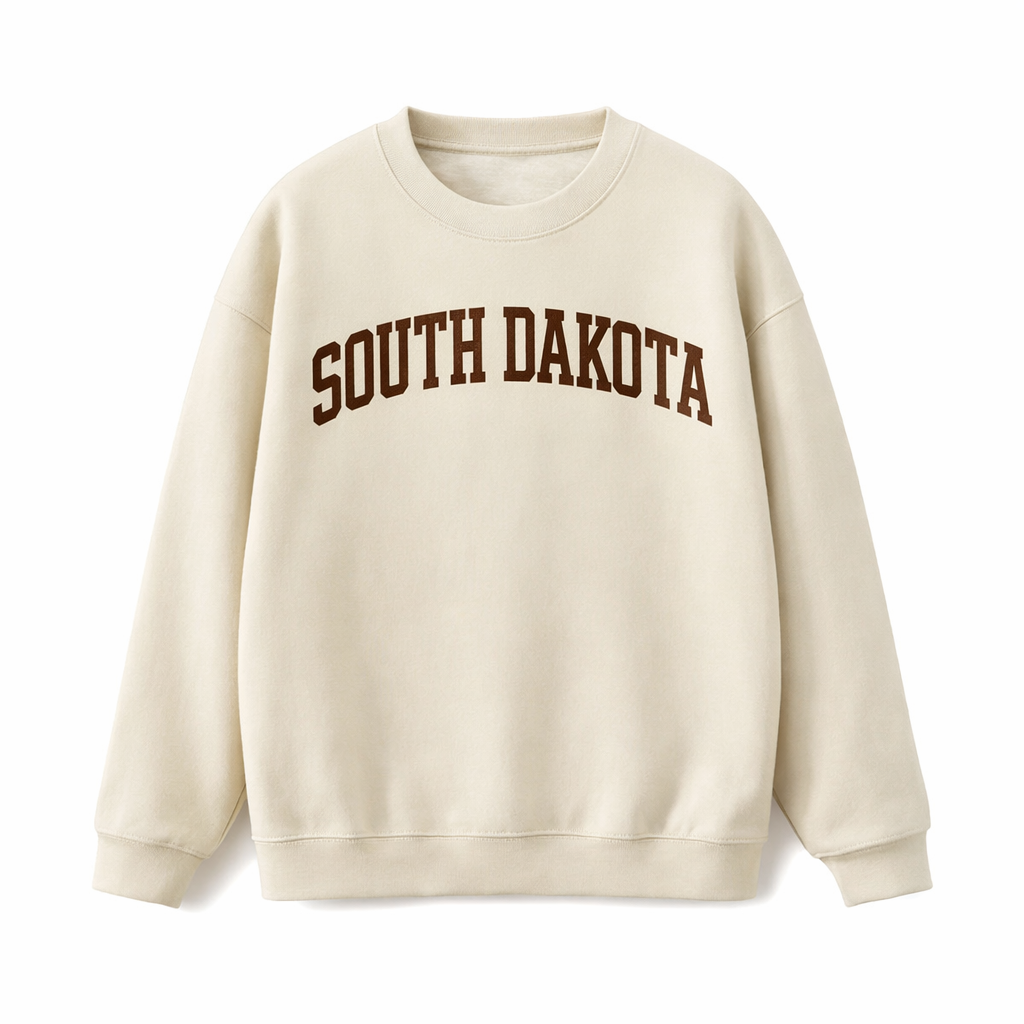 Collection 1 South Dakota Essential Heavyweight Crewneck Sweatshirt - Cream front