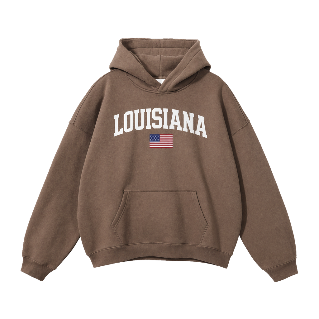 Collection 2 Louisiana Oversize Fleeced Hoodie - Brown front