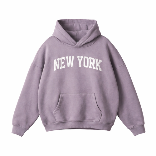Collection 1 New York Oversize Fleeced Hoodie - Light Purple front