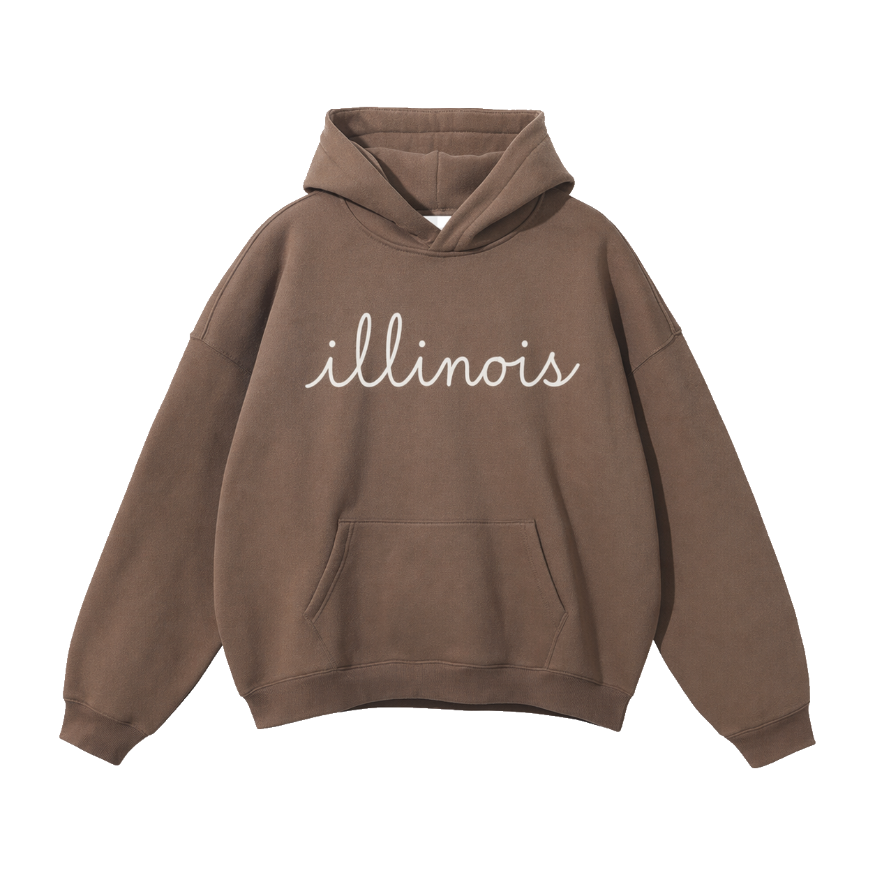 Collection 3 Illinois Oversize Fleeced Hoodie - Brown front