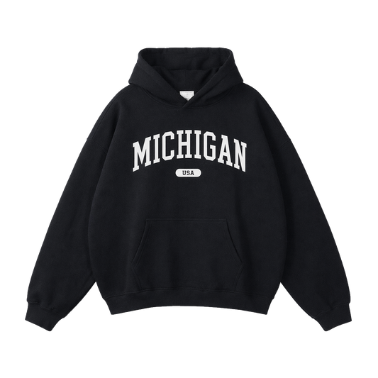 Collection 4 Michigan Oversize Fleeced Hoodie - Black front