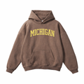 Collection 1 Michigan Oversize Fleeced Hoodie - Brown front