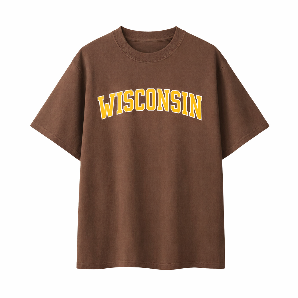 Collection 1 Wisconsin Essential Cotton T-Shirt - Coffee front