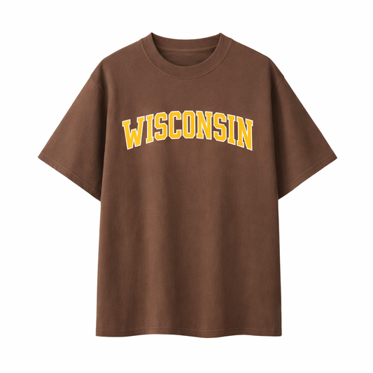 Collection 1 Wisconsin Essential Cotton T-Shirt - Coffee front