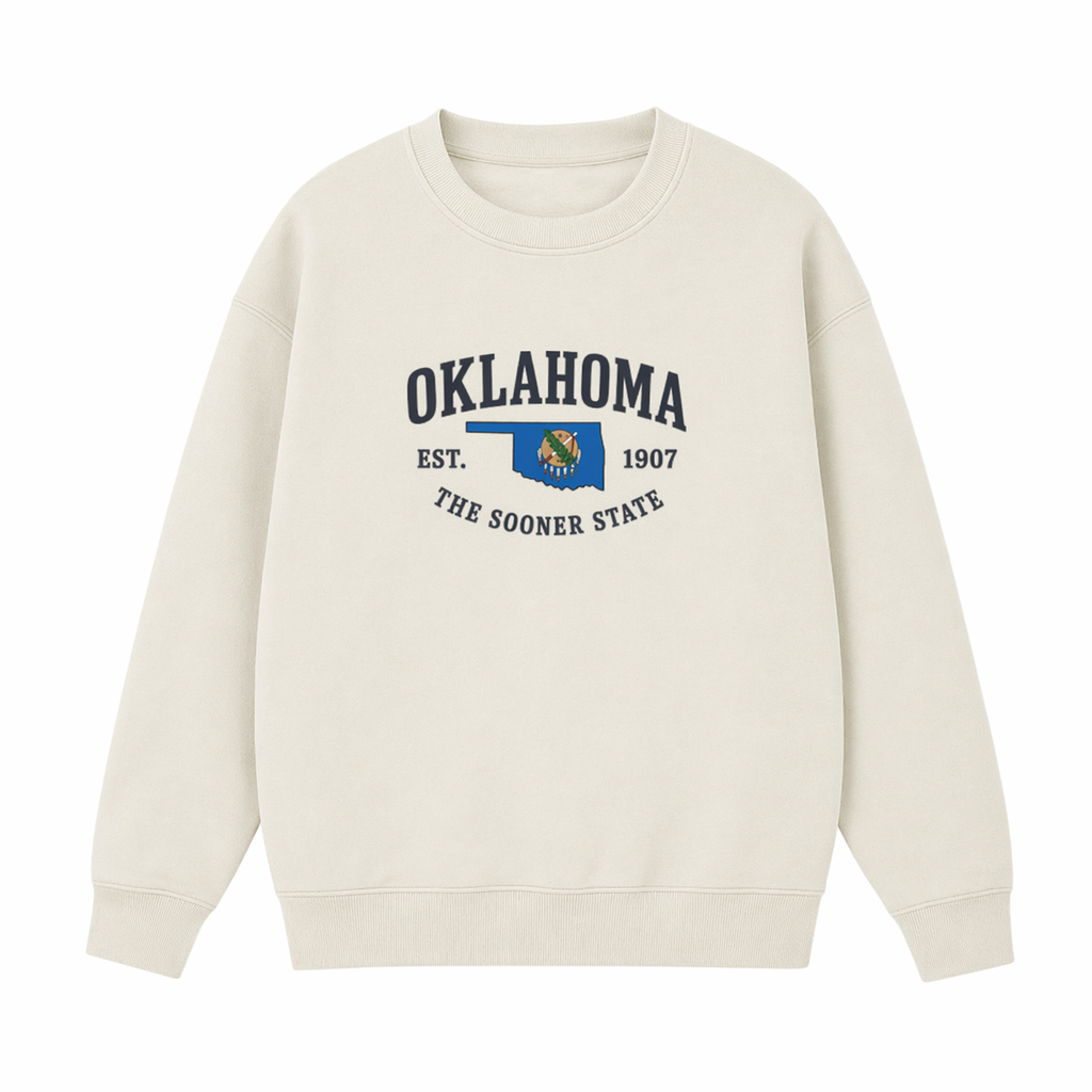 Collection 8 Oklahoma Essential Heavyweight Crewneck Sweatshirt - Cream front