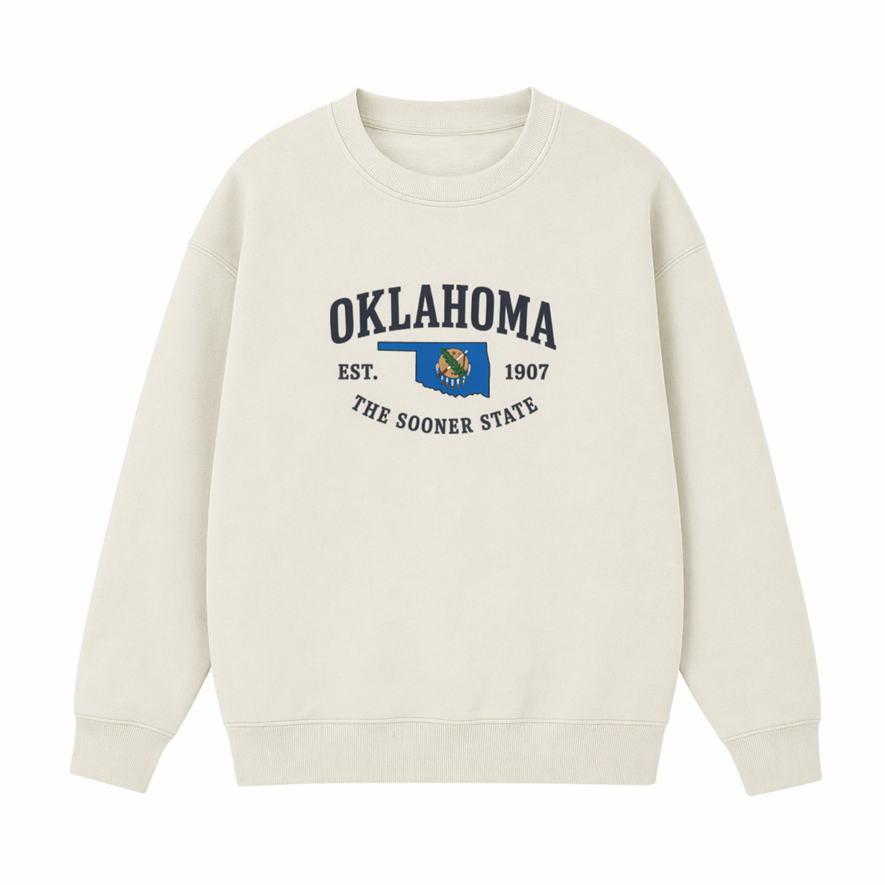 Collection 8 Oklahoma Essential Heavyweight Crewneck Sweatshirt - Cream front