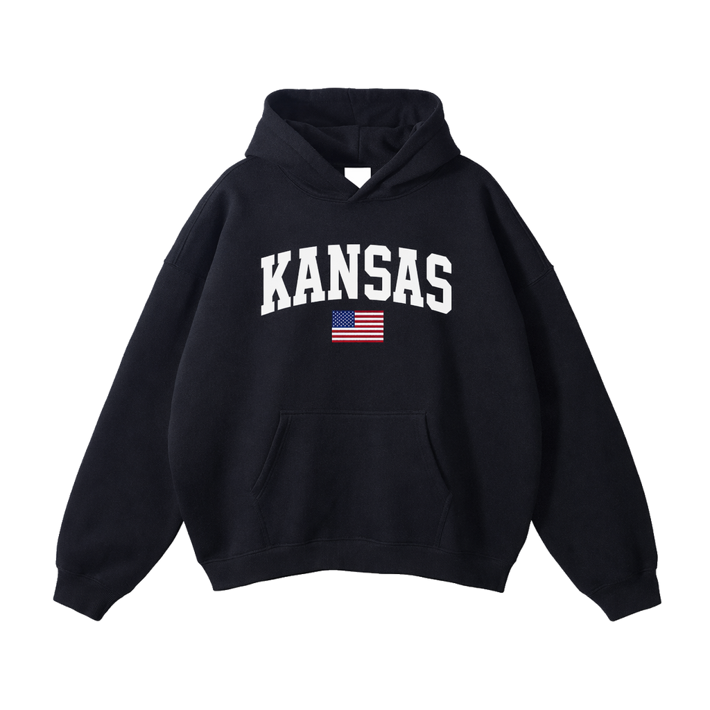 Collection 2 Kansas Oversize Fleeced Hoodie - Black front
