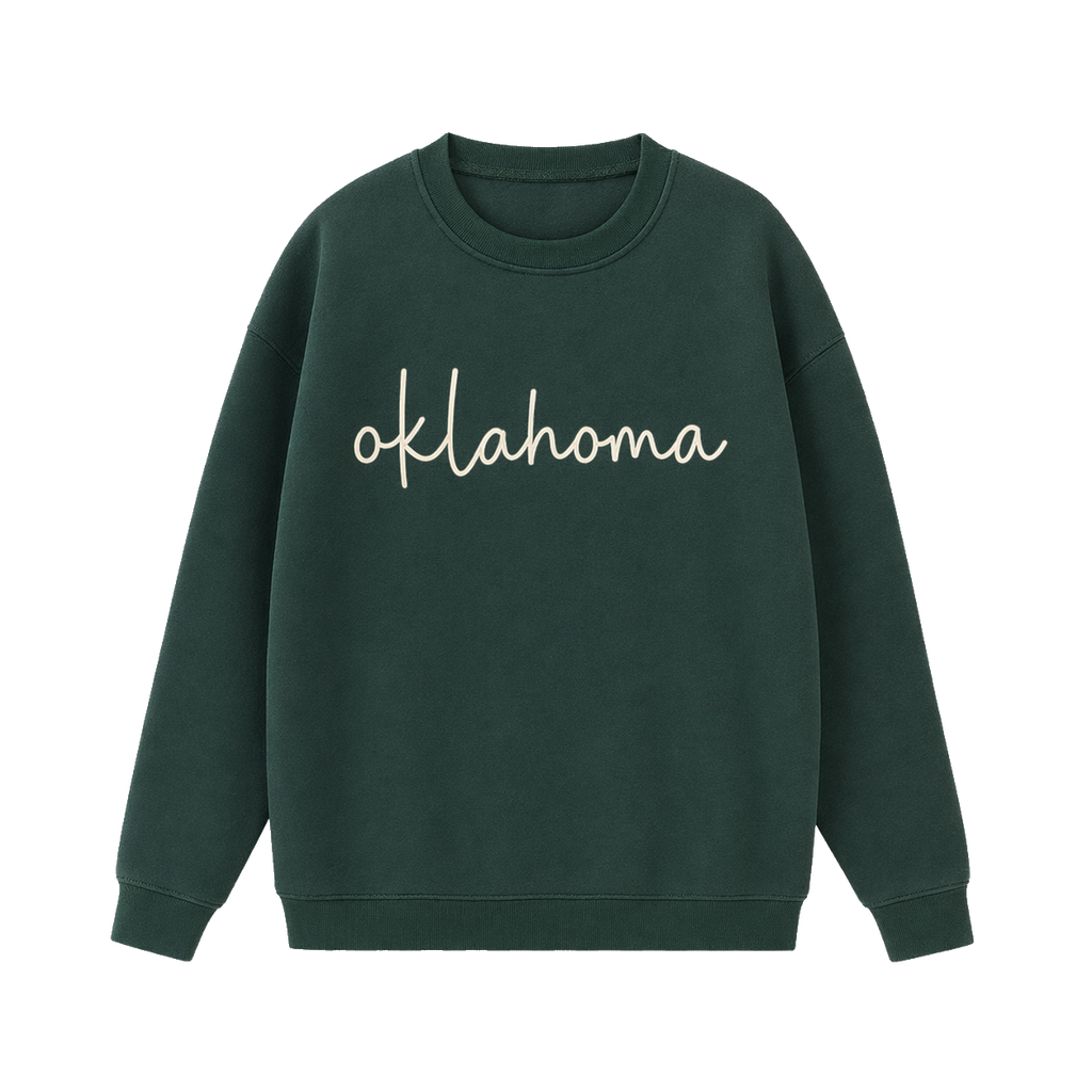 Collection 3 Oklahoma Essential Heavyweight Crewneck Sweatshirt - Dark Green front