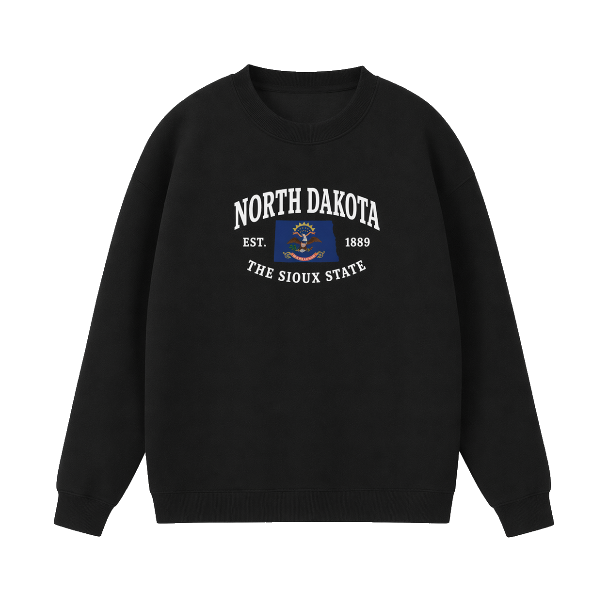 Collection 8 North Dakota Essential Heavyweight Crewneck Sweatshirt - Black front