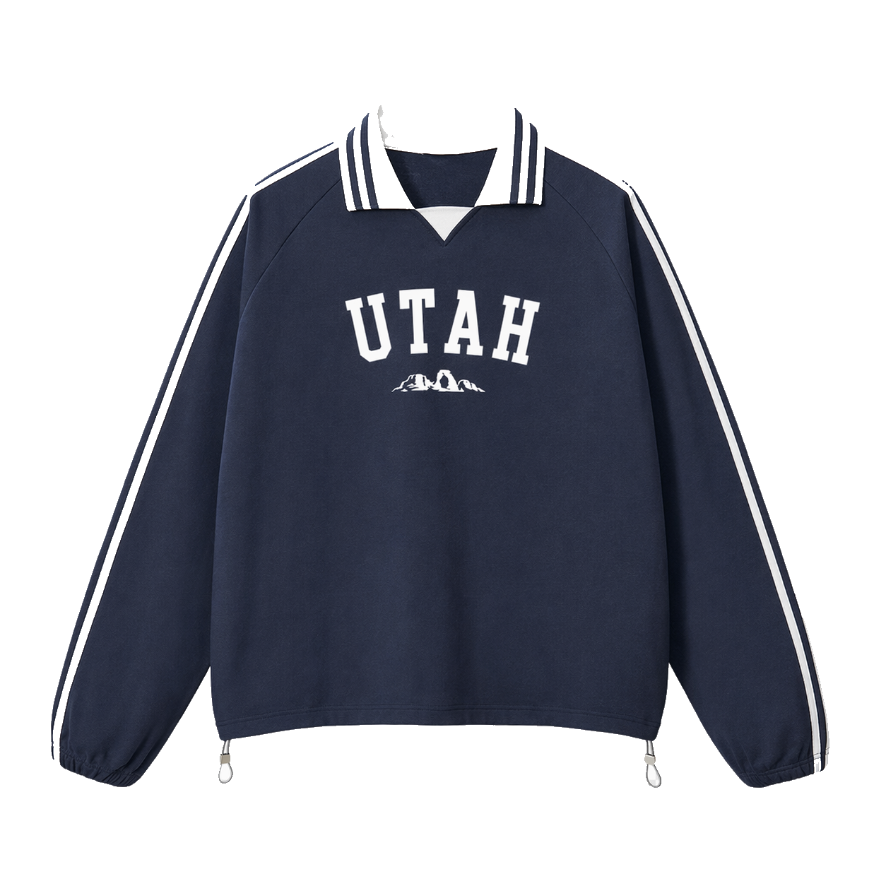 Collection 9 Utah Contrast Striped Lapel Collar Sweatshirt - Royal Blue front