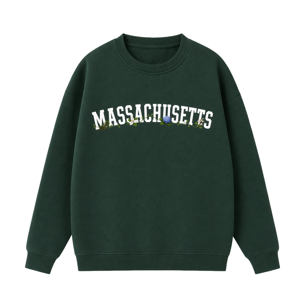 Collection 10 Massachusetts Essential Heavyweight Crewneck Sweatshirt - Dark Green front