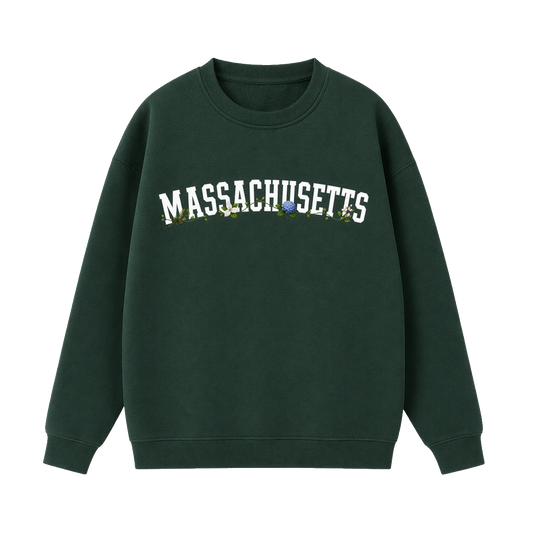 Collection 10 Massachusetts Essential Heavyweight Crewneck Sweatshirt - Dark Green front