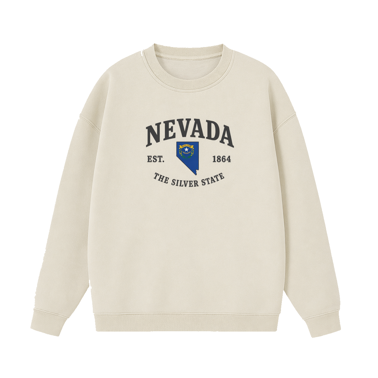 Collection 8 Nevada Essential Heavyweight Crewneck Sweatshirt - Cream front