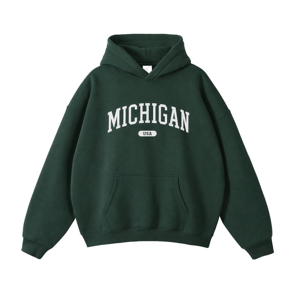 Collection 4 Michigan Oversize Fleeced Hoodie - Eden Green front
