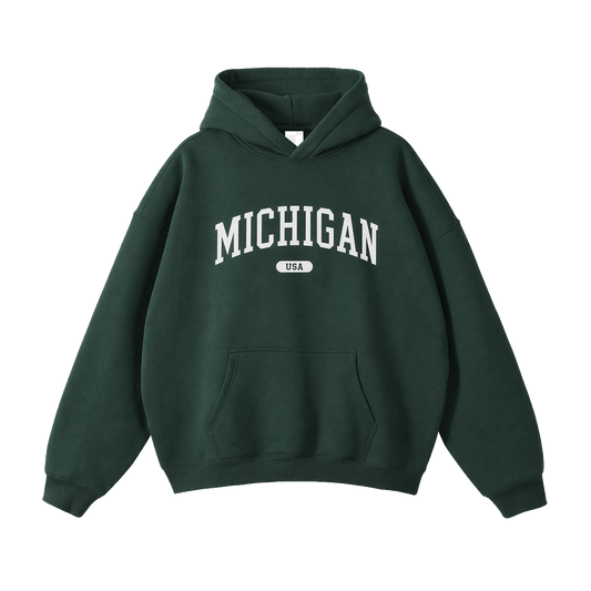 Collection 4 Michigan Oversize Fleeced Hoodie - Eden Green front